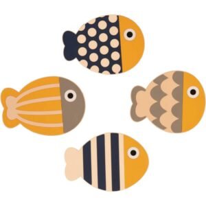 LOT DE 4 DESSOUS DE VERRE - POISSON