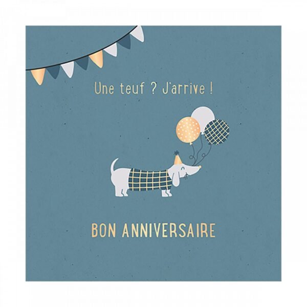 UNE TEUF ? J'ARRIVE BON ANNIVERSAIRE - CHIEN