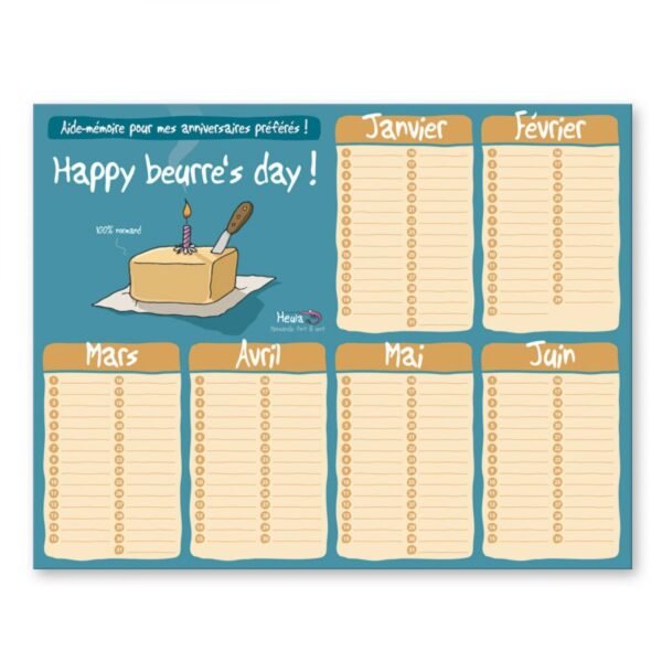 CALENDRIER AIDE-MEMOIRE ANNIVERSAIRE