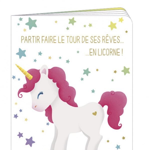 CARNET 10X15 PARTIR FAIRE LE TOUR DE SES RÊVES EN LICORNE