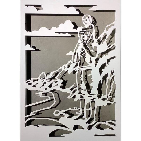 TABLEAU MURAL BLANC LE HAVRE - STATUE BOUT DU MONDE