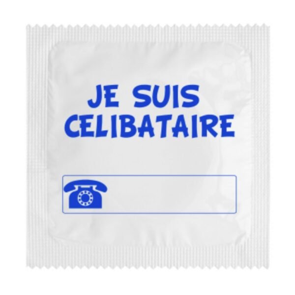 PRESERVATIF JE SUIS CELIBATAIRE BLEU