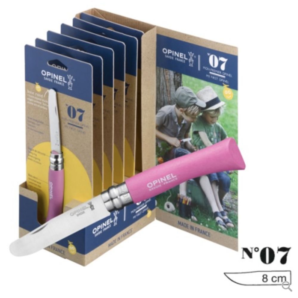 COUTEAU BOUT ROND FUSHIA N°7 INOX OPINEL