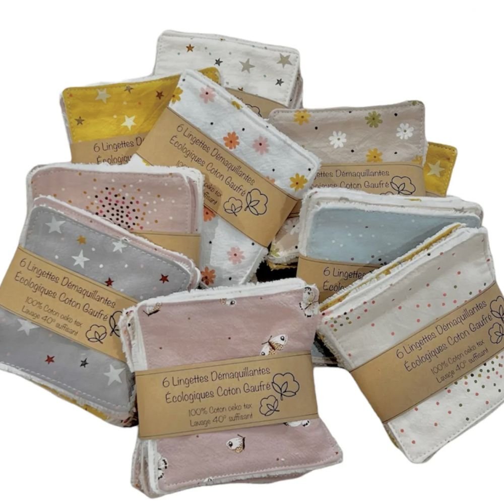 6 LINGETTES ECOLOGIQUES COTON GAUFRE PM