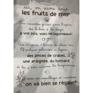 TORCHON COTON LAVE ICI ON AIME TOUS LES FRUITS DE MER