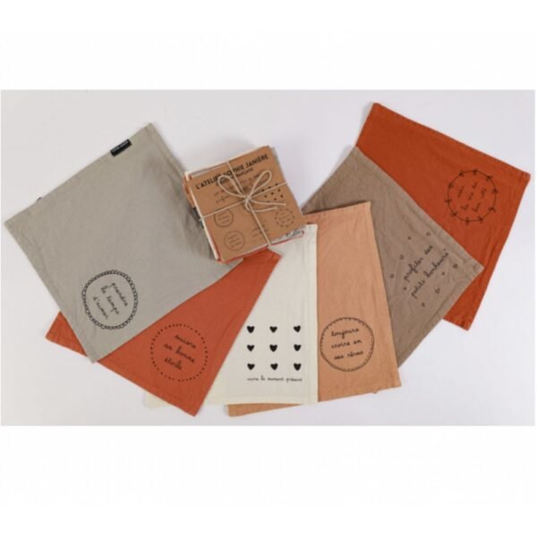 LOT DE 6 SERVIETTES 30X30CM - PROFITER DES PETITS BONHEURS