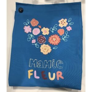 TABLIER-MAMIE FLEUR- CYAN