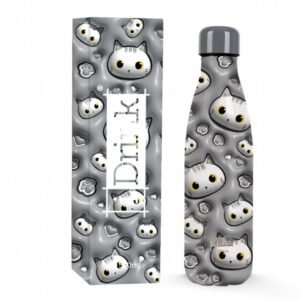 GOURDE ISOTHERME 500ML CHAT BLANC