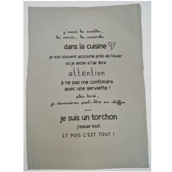 TORCHON COTON LAVE JE SUIS UN TORCHON