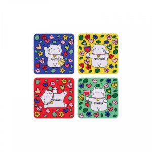 Dessous de verre x4 Chat bonheur