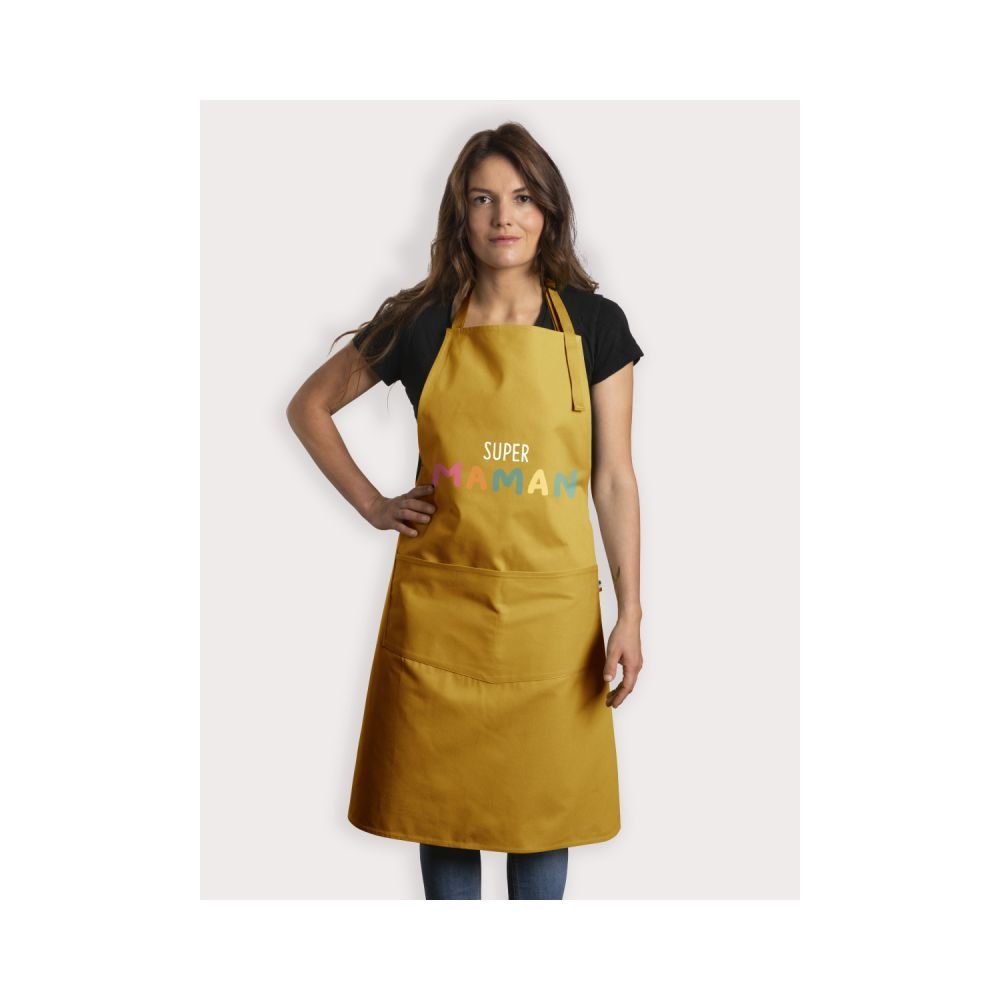 TABLIER - SUPER MAMAN - MOUTARDE