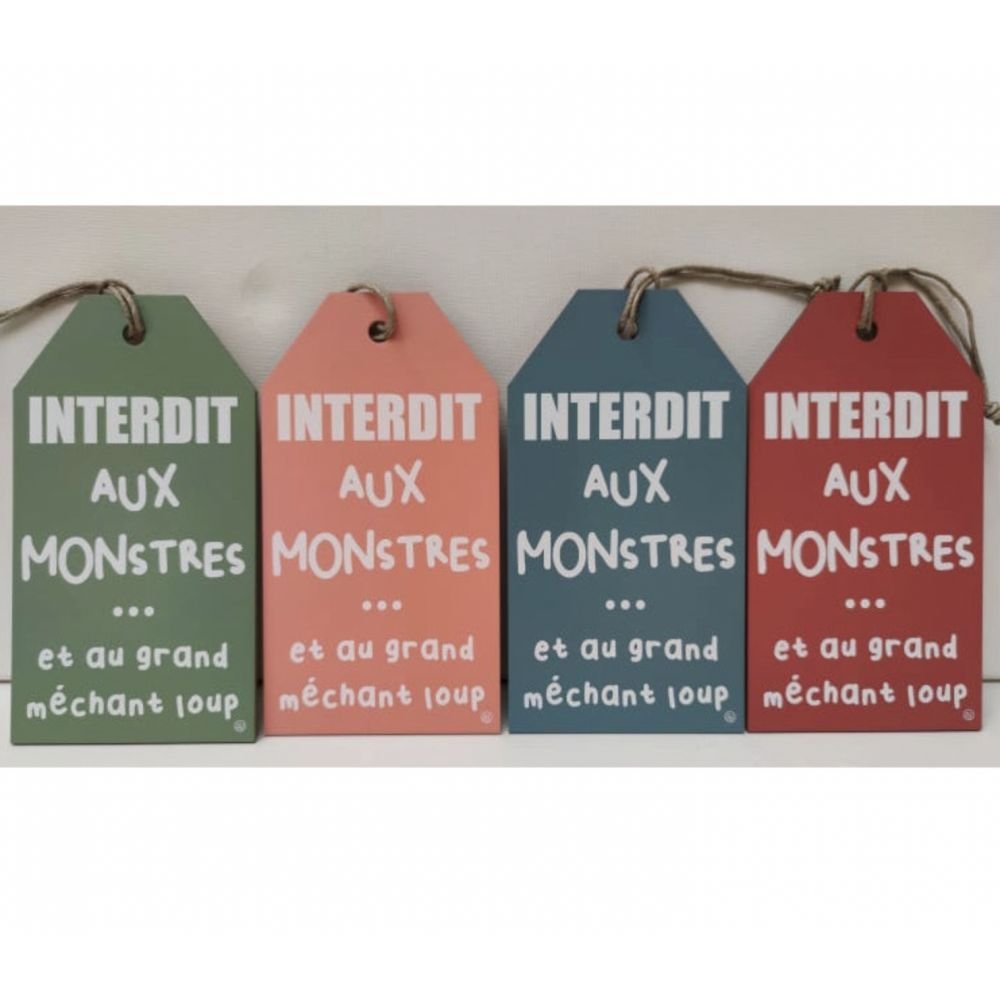 PLAQUE PM - BOIS - INTERDIT AUX MONSTRES