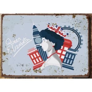 PLAQUE METAL 40,5x28CM - QUEEN ELIZABETH