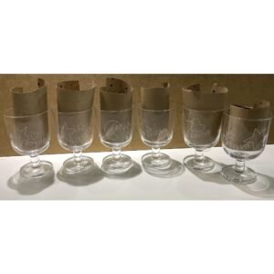 6 VERRES A PIED EMPILABLE - ETOILE COEUR LUNE BLANC