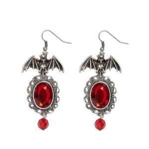 BOUCLE D'OREILLES CHAUVE SOURIS GOTHIQUE ROUGE