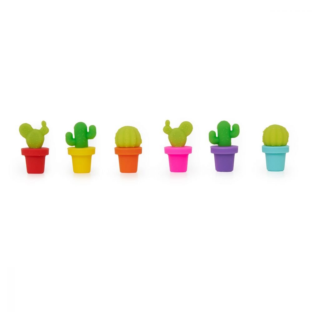 6x MARQUEURS DE VERRE CACTUS