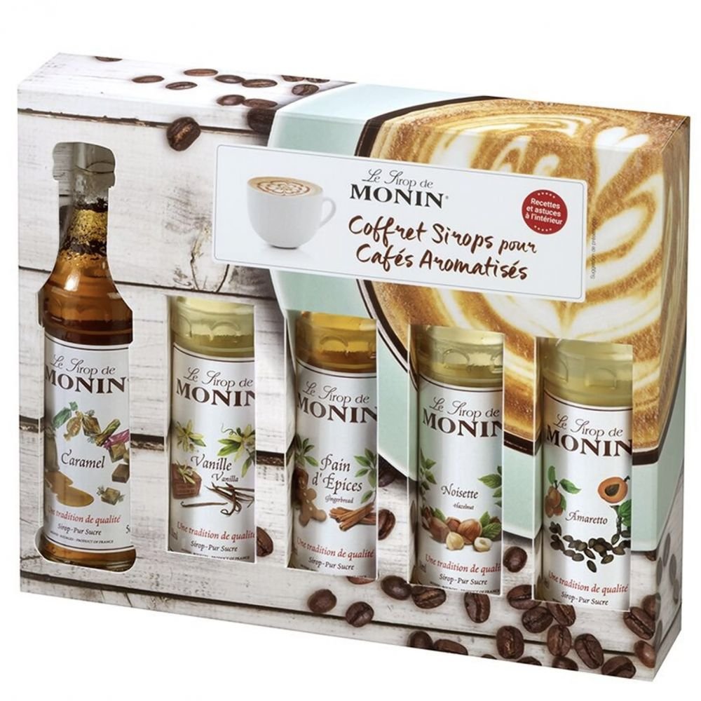 COFFRET DE SIROPS POUR BOISSONS CHAUDES ET COCKTAILS