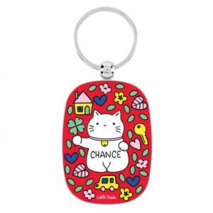 Porte-clé OPAT Chat bonheur rouge