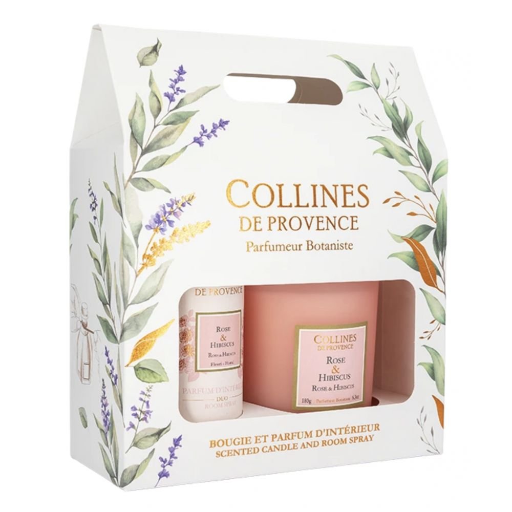 Coffret Rose & Hibiscus Bougie 180g & Parfum d'intérieur