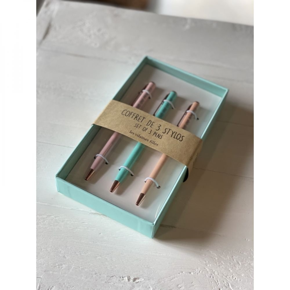 COFFRET 3 STYLOS - VILAINES FILLES