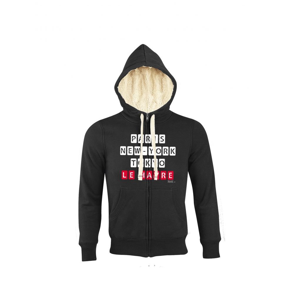 SHERPA CAPUCHE UNISEXE LE HAVRE - NOIR
