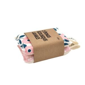 2 EPONGES LAVABLES FLEURS ROSES