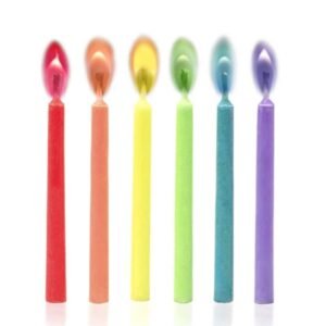 12 BOUGIES FLAMMES COLOREES