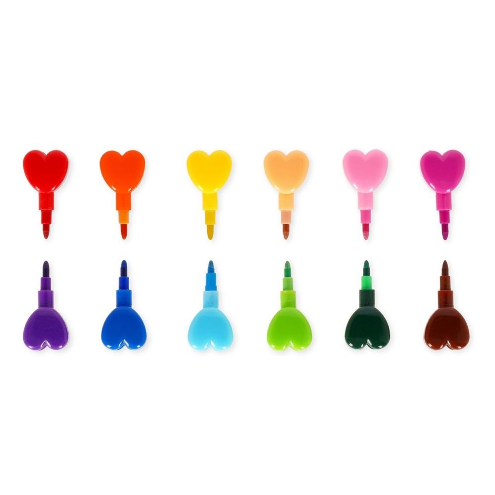 12 CRAYONS DE COULEUR EMPILABLES - COEUR – Image 3