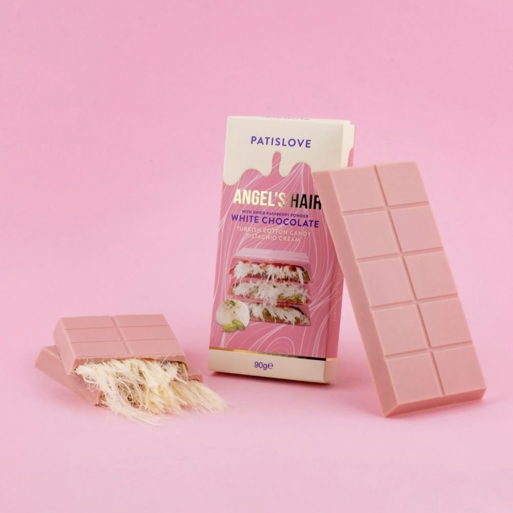 CHOCOLAT BLANC FRAMBOISE BARBE À PAPA PISTACHE 90G – Image 2