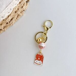 Porte clés Lucky cat rose Maneki Neko
