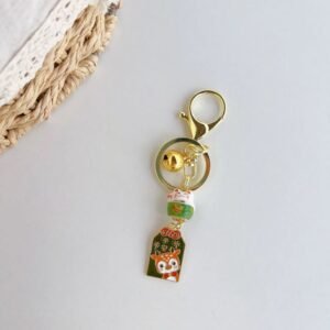 Porte clés  Biche verte Lucky Cat Maneki Neko