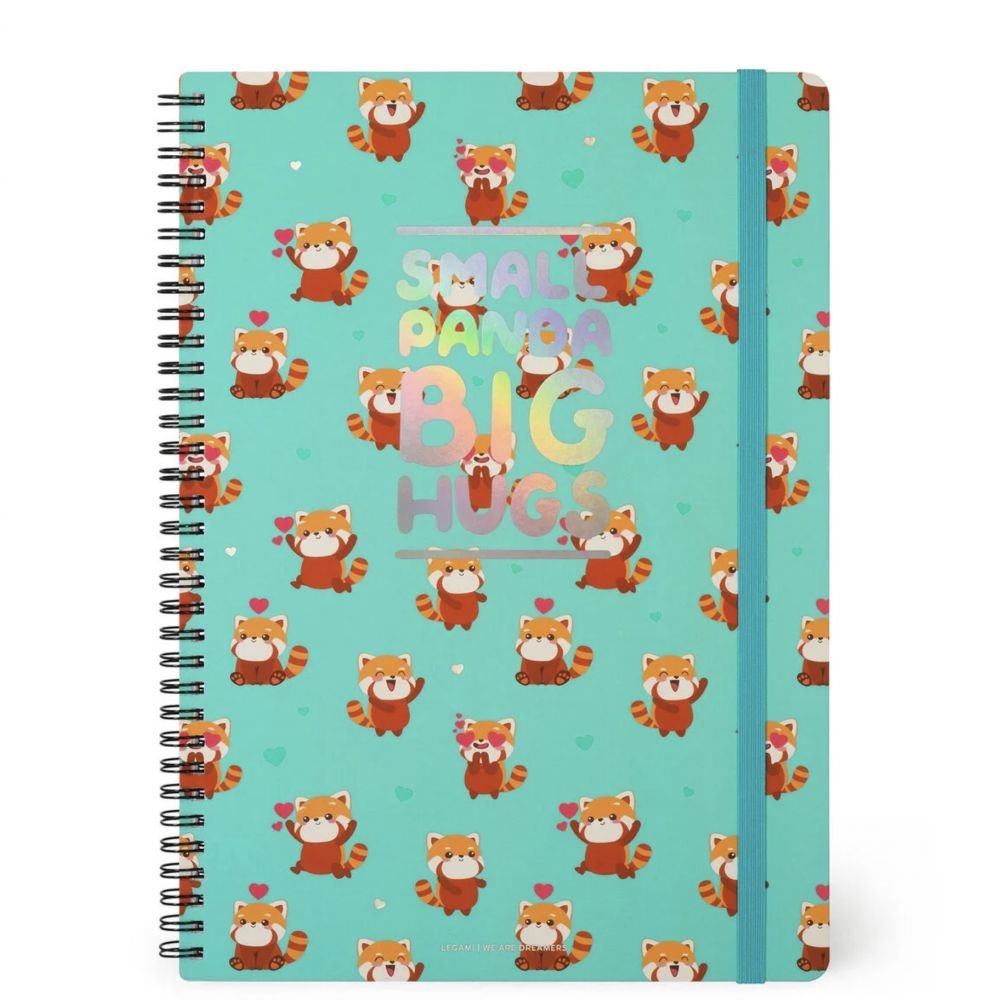 CAHIER LIGNÉ À SPIRALE- PANDA ROUX