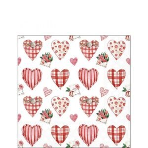 20 SERVIETTES 25X25 - COEURS VICHY