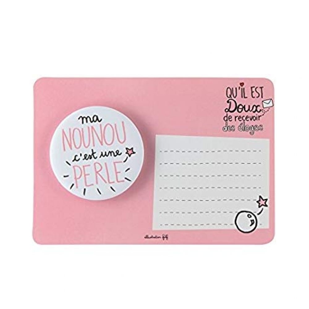 CARTE ET BADGE (+ENV) ELOGES NOUNOU PERLE