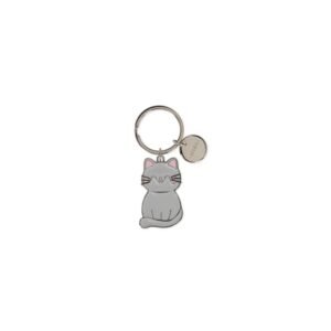 PORTE CLES METAL - CHAT GRIS