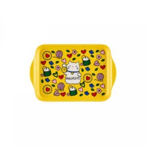 Plateau LYNDA Chat bonheur jaune