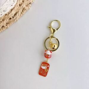 Porte clés Shiba Inu Rouge Lucky Cat Maneki Neko