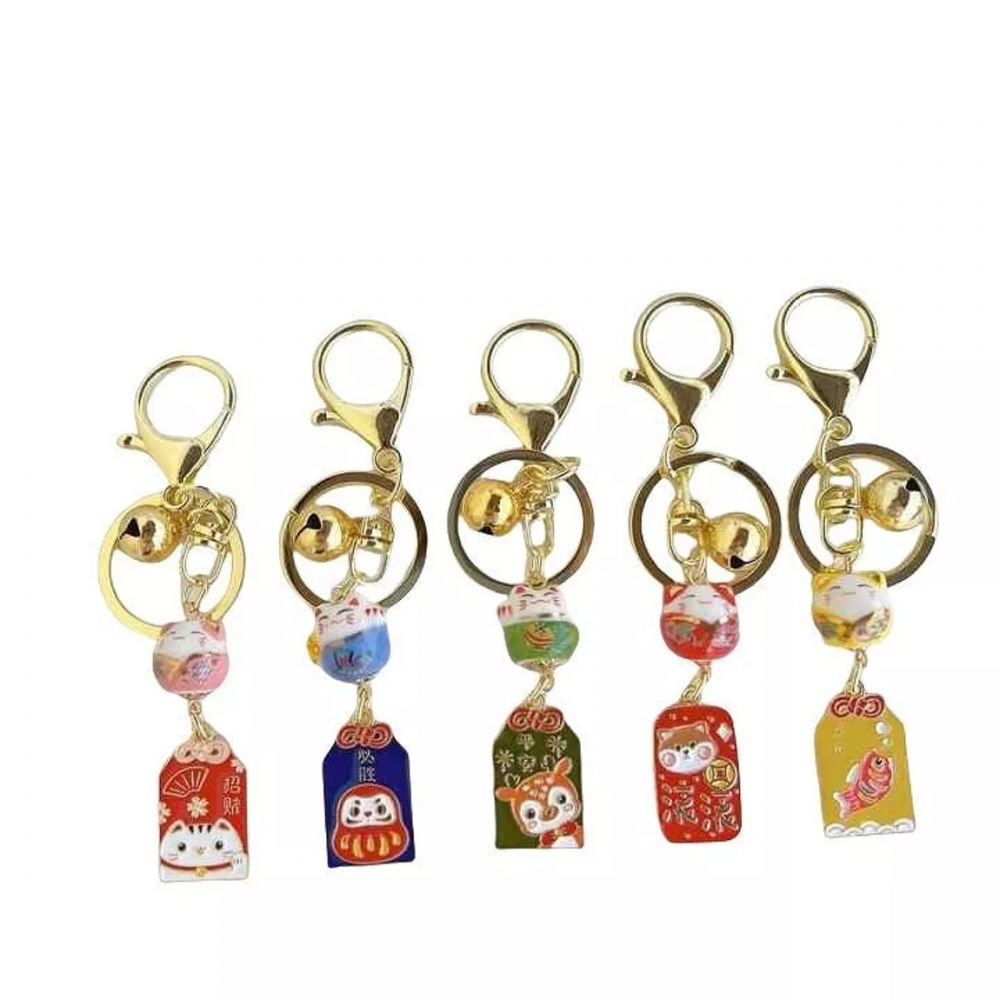 Porte clés Carpe Koï Jaune Lucky Cat Maneki Neko – Image 2
