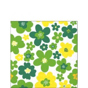 20 SERVIETTES 25X25 - FLEURS VERTES