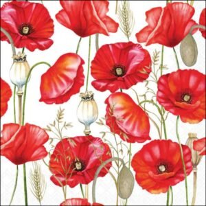 20 SERVIETTES 33X33 - COQUELICOTS