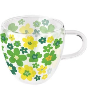 TASSE DOUBLE PAROI - FLEURS VERTES