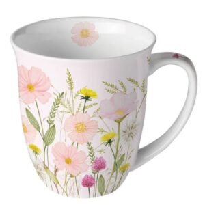 TASSE PORCELAINE 40CL - FLEURS ROSE PASTEL