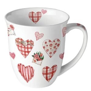TASSE PORCELAINE 40CL - COEURS VICHY