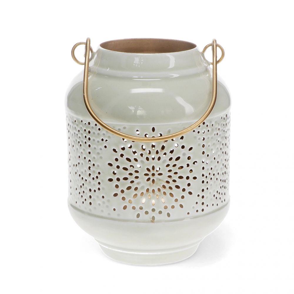 Lanterne GRIS CLAIR photophore en émail – Image 2