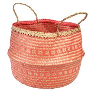 Grand panier en jonc de mer - Corail