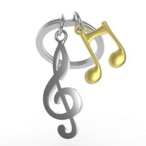 Porte-clés Clé de sol et note de musique dorée - METALMORPHOSE