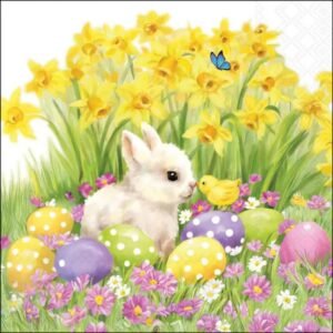 20 SERVIETTES 33X33 - LAPIN PAQUES
