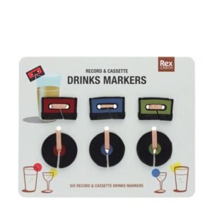 6 Marqueurs de boissons Disque et cassette