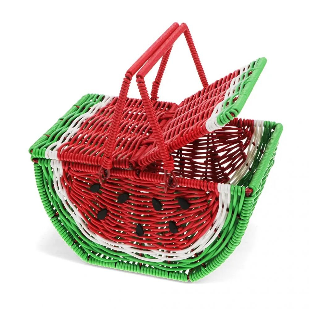Petit panier pique-nique tressé - Pastèque – Image 2