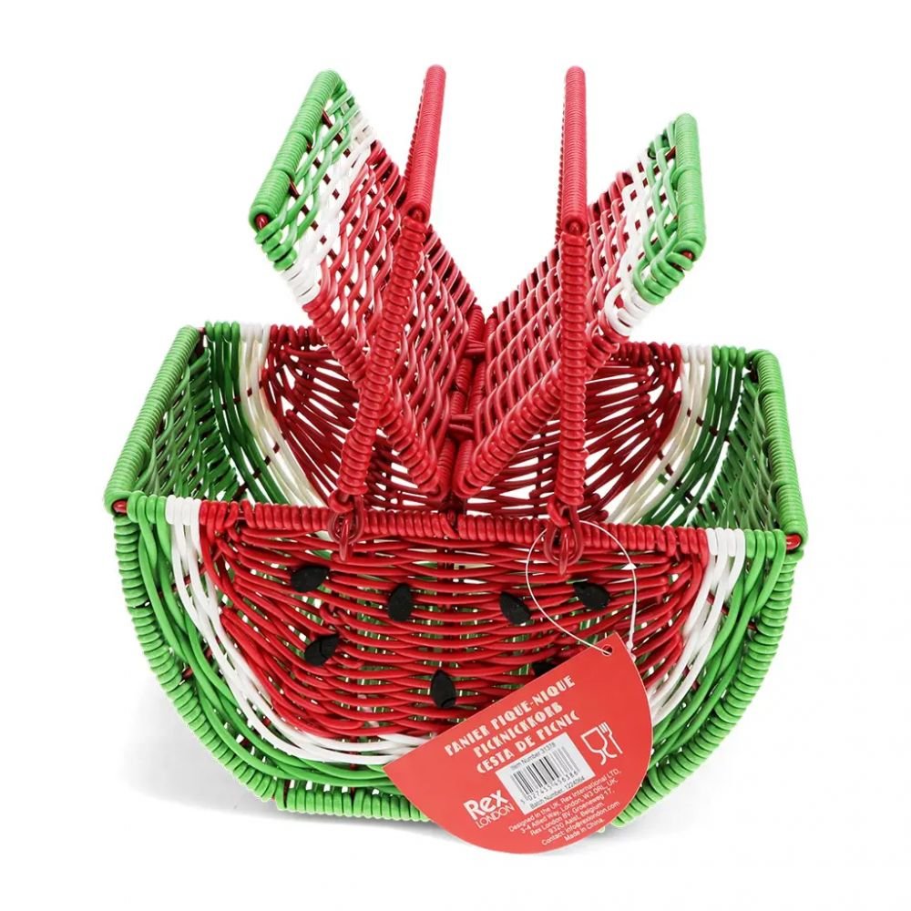 Petit panier pique-nique tressé - Pastèque – Image 3